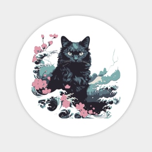 Black cat kanagawa Magnet